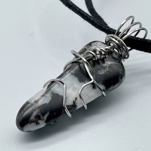 Zebra Jasper Elegant Wire Wrapped Pendant - Picture 6 of 8